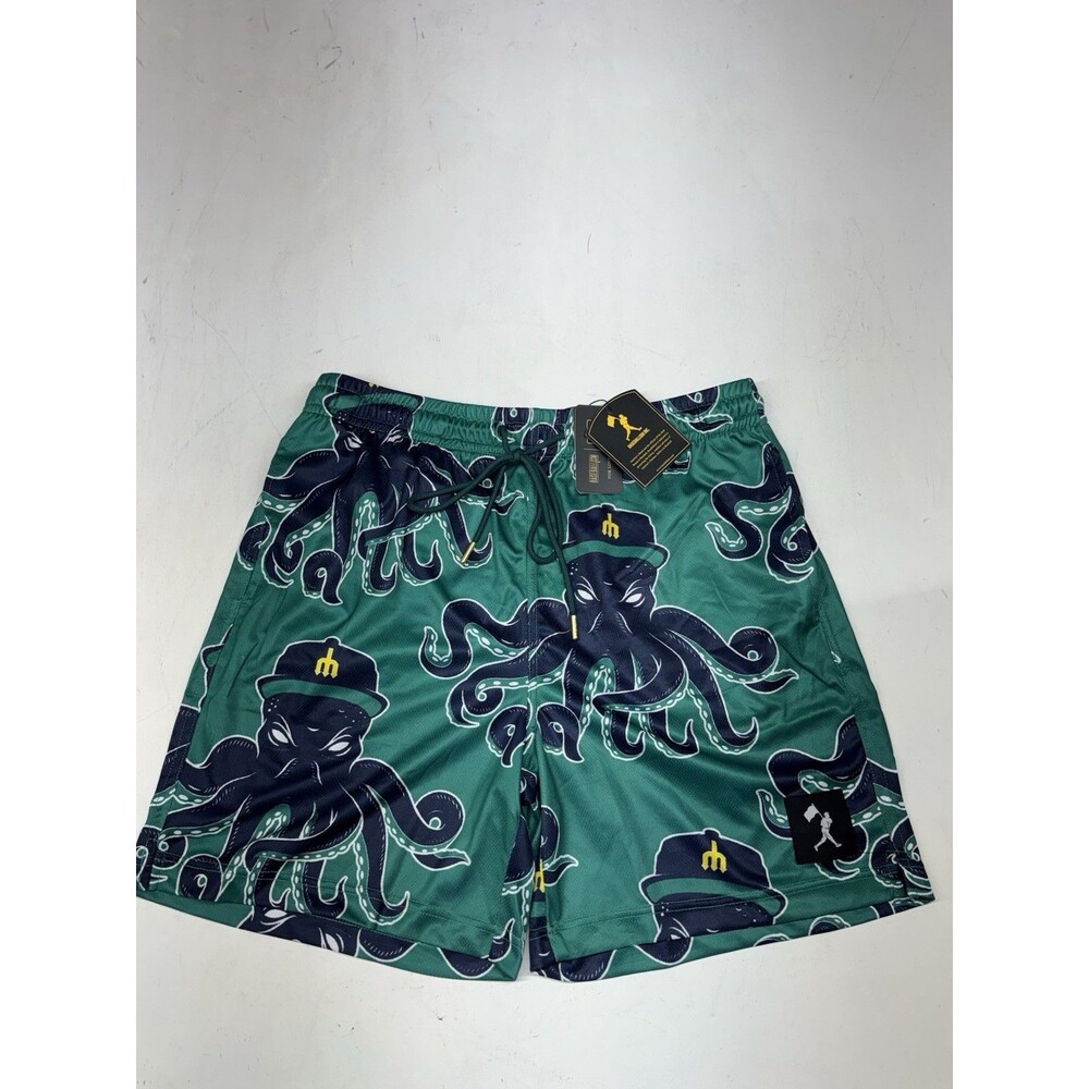 Seattle Mariners Diamond Air Mesh Monster Octopus Shorts Mens L Baseballism NWT